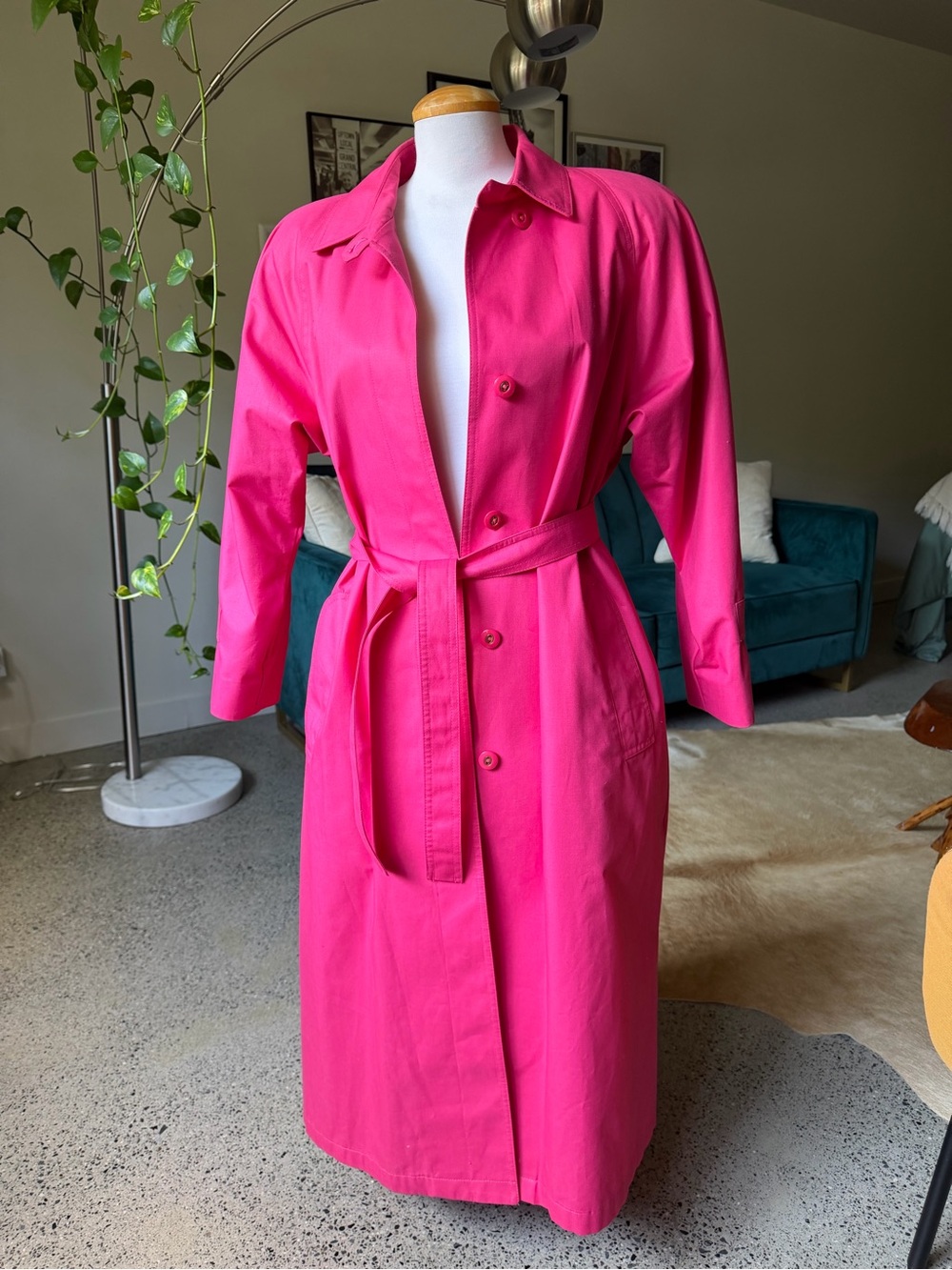 Women’s Bright Pink Belted trench coat